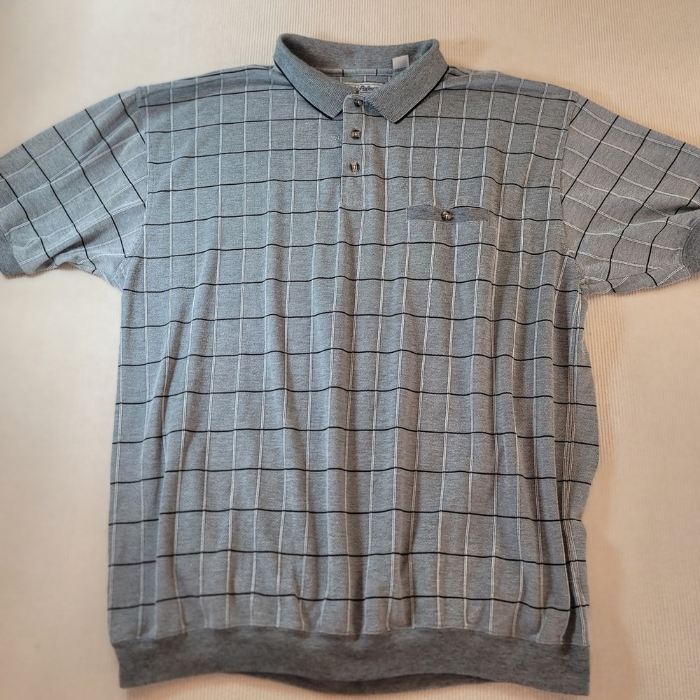 Classics by Arnold Palmer Polo Mens 3XLT Tall Gray Striped Banded Bottom Shirt